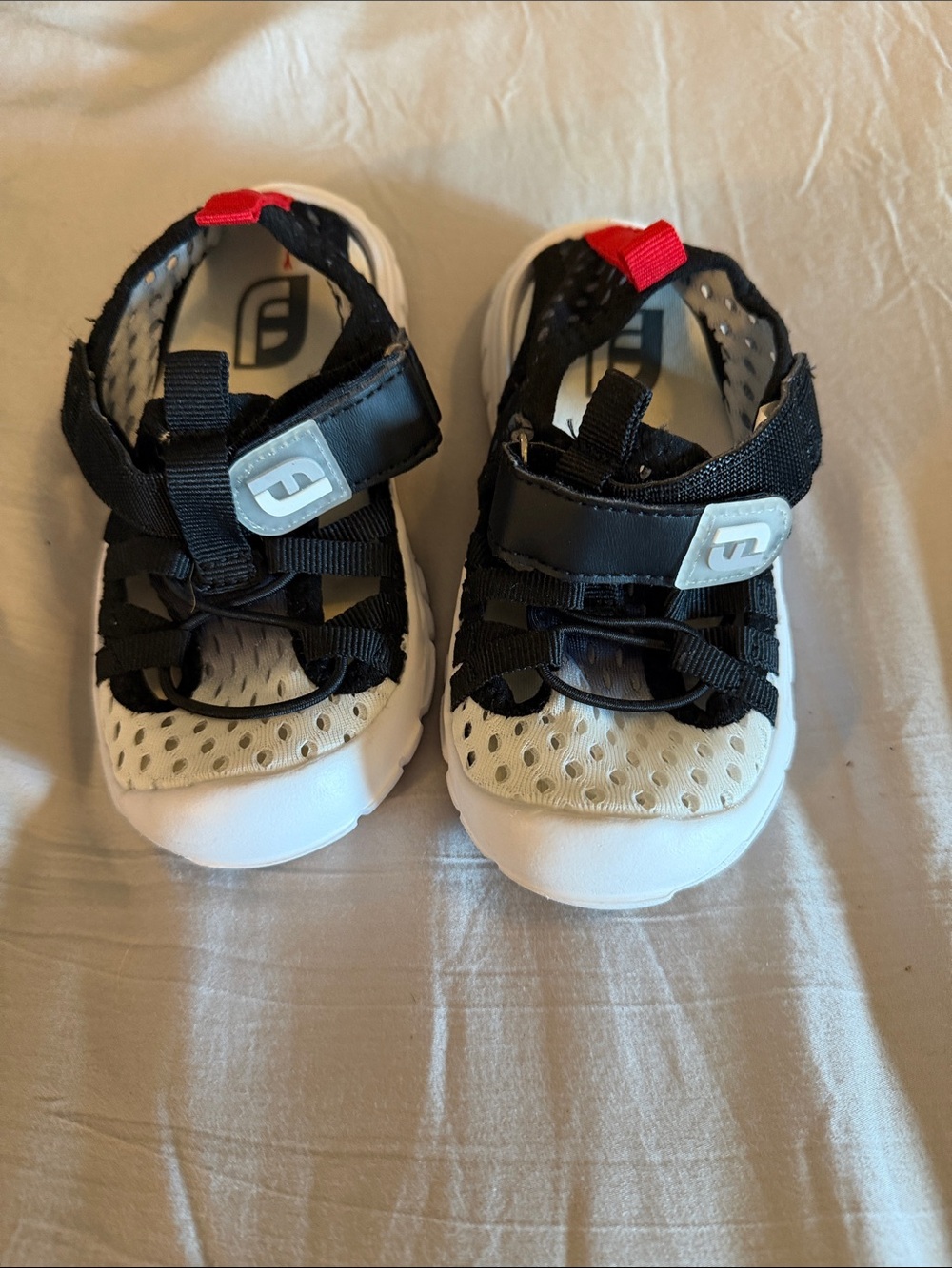 Unisex Kids Sport Sandals - Black, White & Red Accents